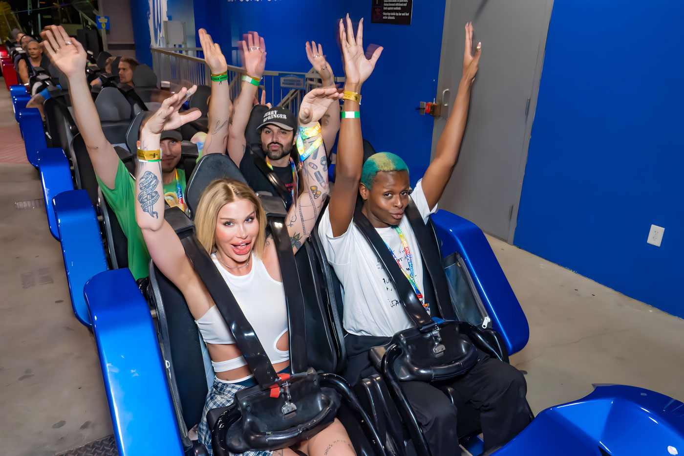 LGBTQ+ having fun on a rollercoaster at Magic Mountain 